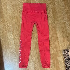 Free People x CYCLEBAR Red Seamless Leggings with White Side Logo
